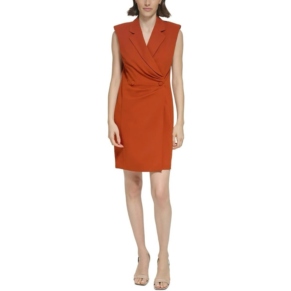 NWT Calvin Klein Burnt Orange Collar Polyester Sheath Dress Size 12